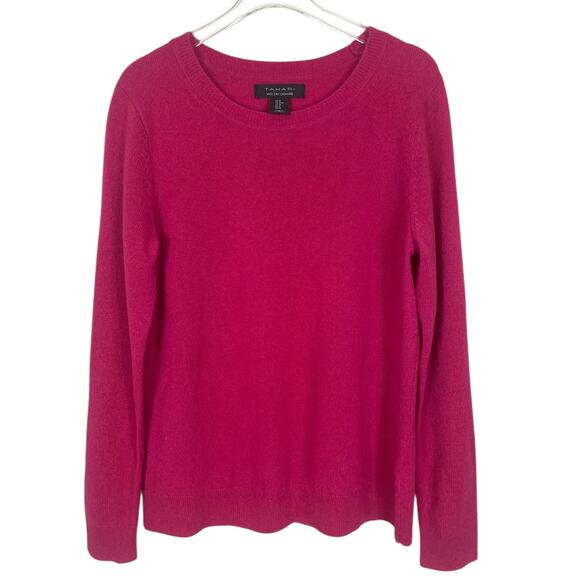Tahari 100% 2-Ply Cashmere Crew Neck Sweater Pink Women's Medium Quiet Luxury - Picture 1 of 6